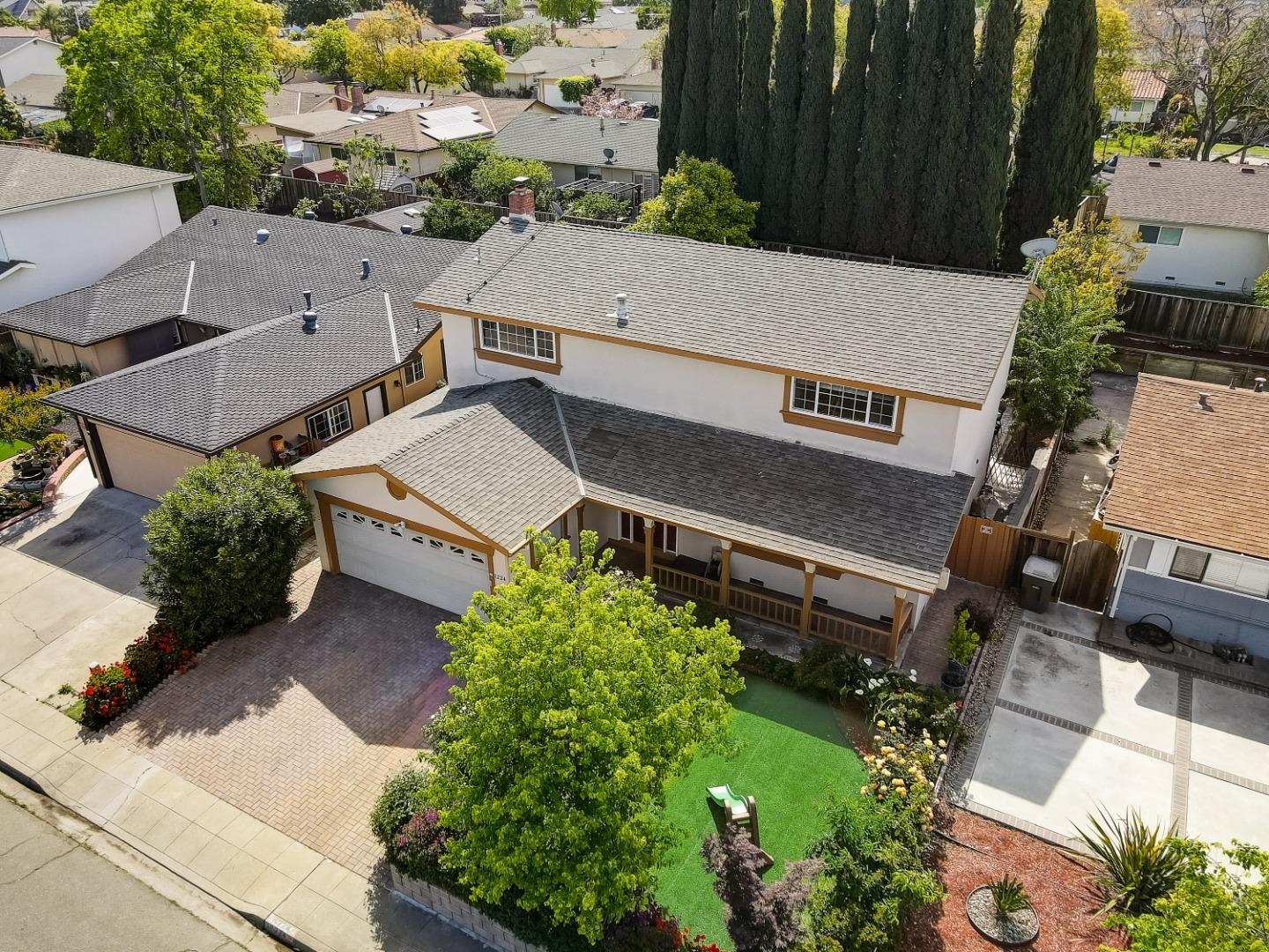 1224 Glacier Drive Milpitas, CA 95035 - Photo 37 of 45 an aerial view of a house with a yard basket ball court and outdoor seating