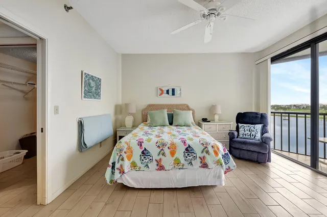 a bedroom with furniture and a bed