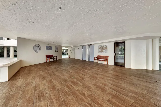 a view of a lake with a floor and a large space