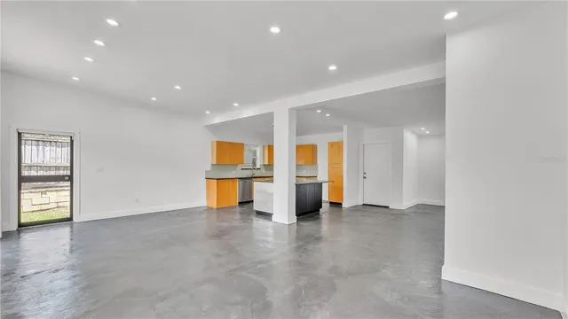 an entryway in a room with a window