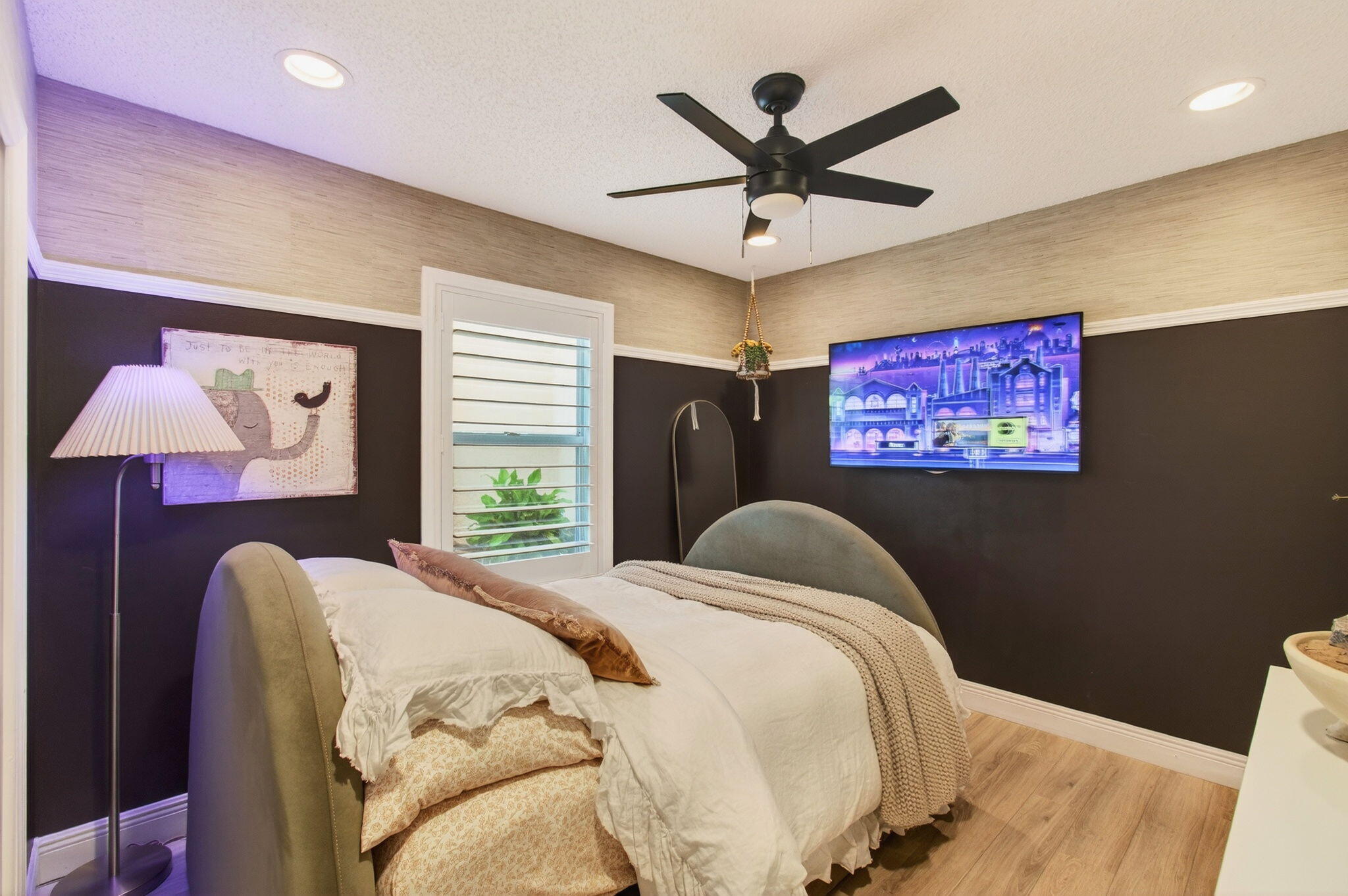 21400 Millbrook Court Boca Raton, FL 33498 - Photo 30 of 65 a bedroom with a large bed and a chandelier