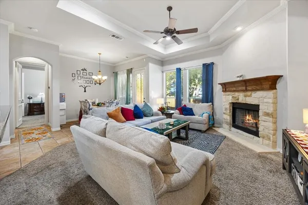 a living room with furniture and a couch