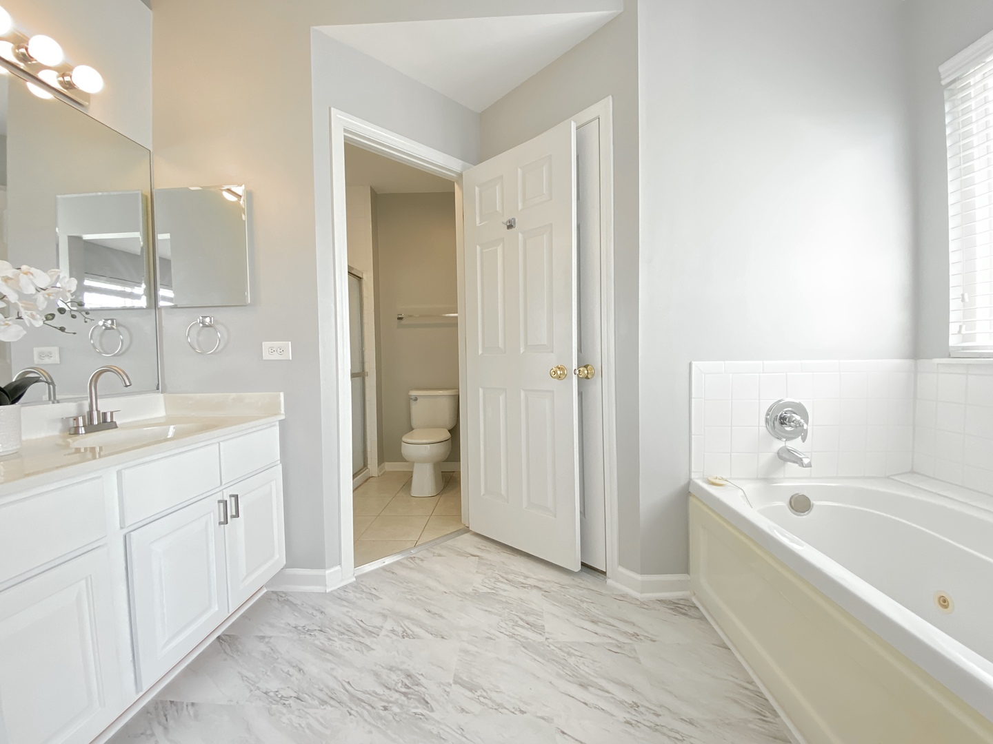 2443 Baldwin Court Aurora, IL 60503 - Photo 22 of 51 a bathroom with a tub sink and mirror