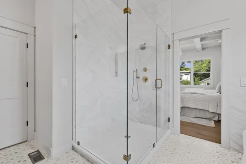 a bathroom with a shower