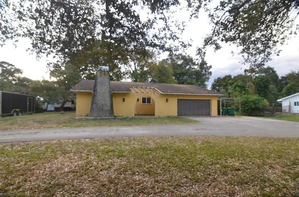 a house view with a backyard space