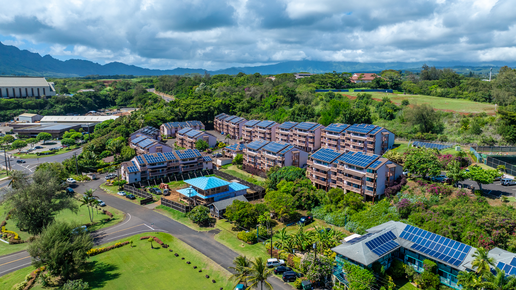 an aerial view of multiple house