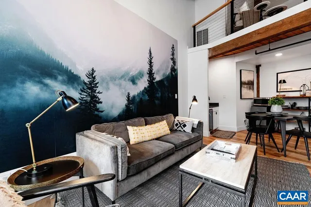 a living room with furniture