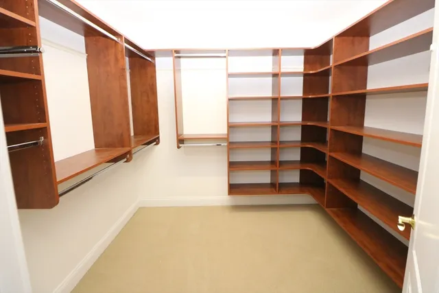 a view of closet area with empty racks