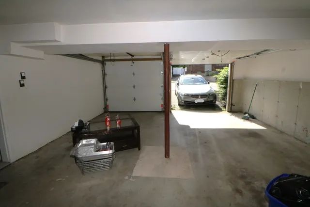 a car parked in a garage