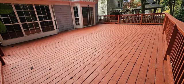 a view of deck in front of house