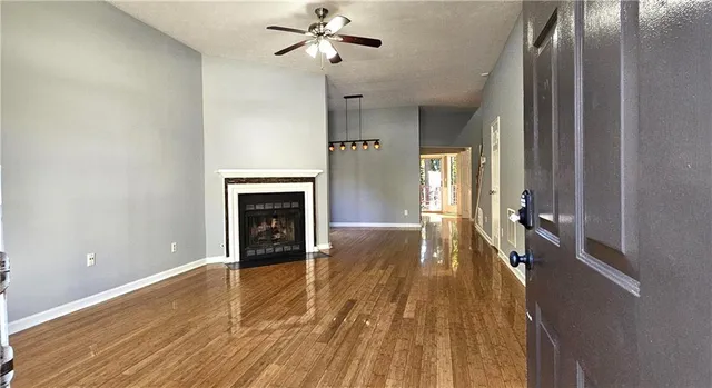 a view of a livingroom with a fireplace