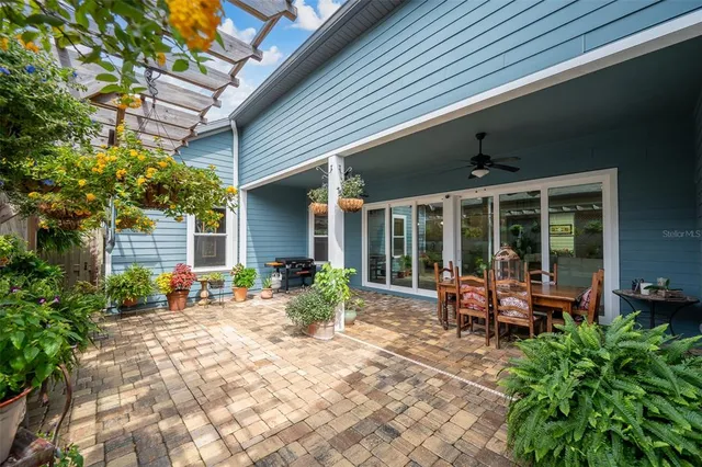 a outdoor living space with furniture