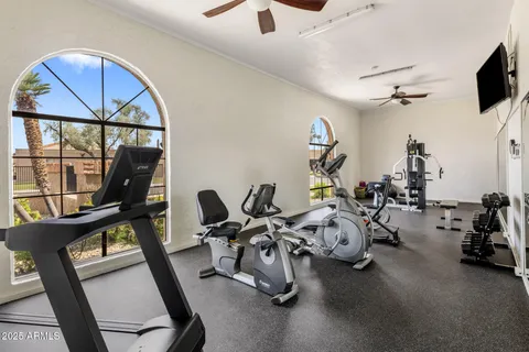 a view of a room with gym equipment