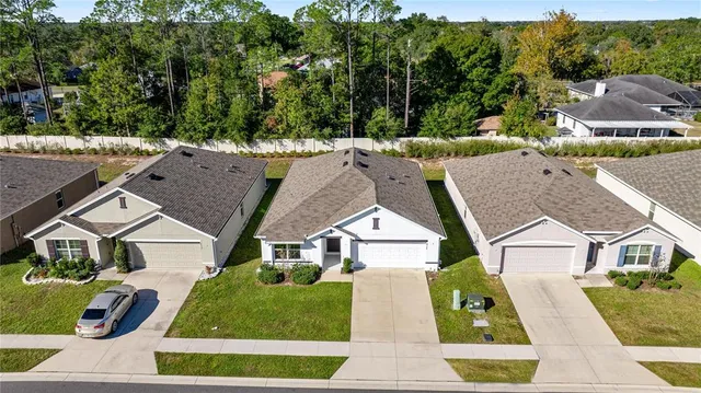 an aerial view of a house