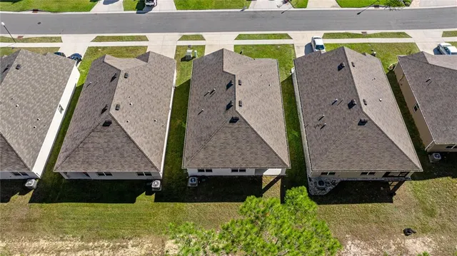 an aerial view of a house