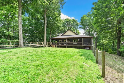 front view of a house with a patio