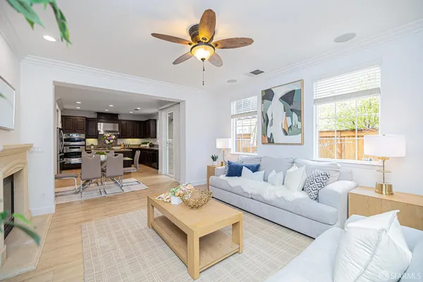 a living room with furniture