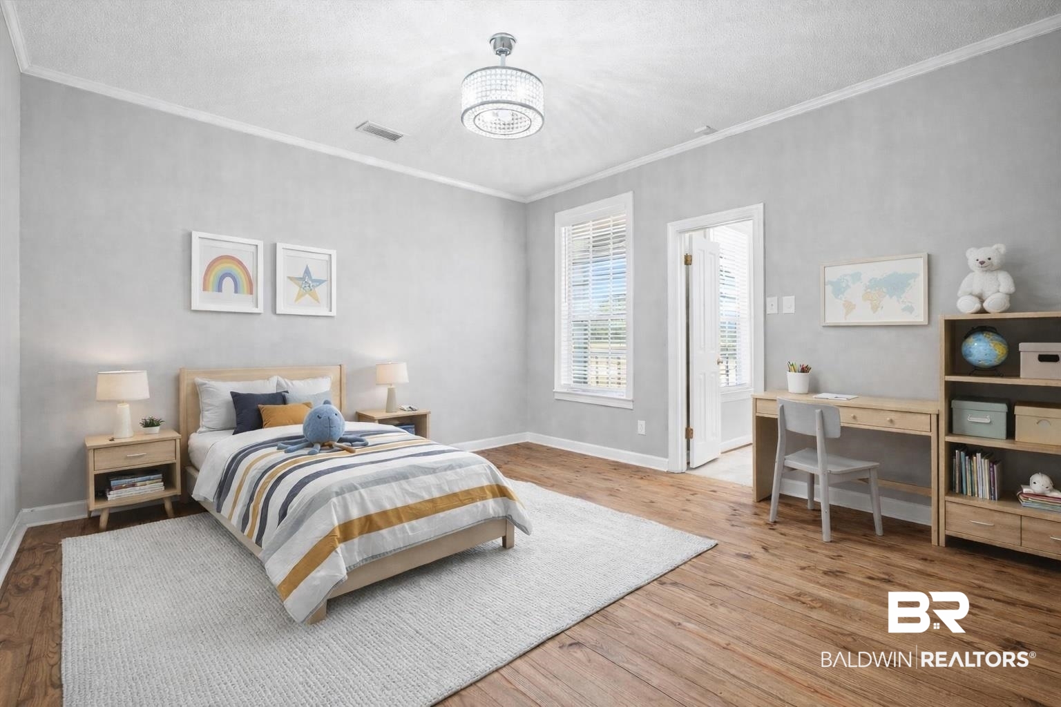7650 Iron Rush Road Wilmer, AL 36587 - Photo 24 of 34 Bedroom 3 Virtually Staged with crown molding and light wood finished floors