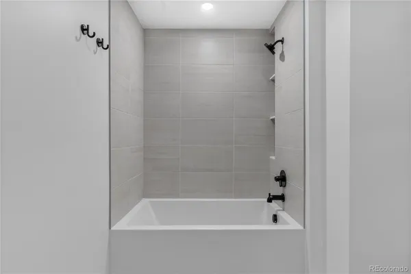 a bathroom with a bathtub