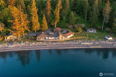 a view of a lake from a yard