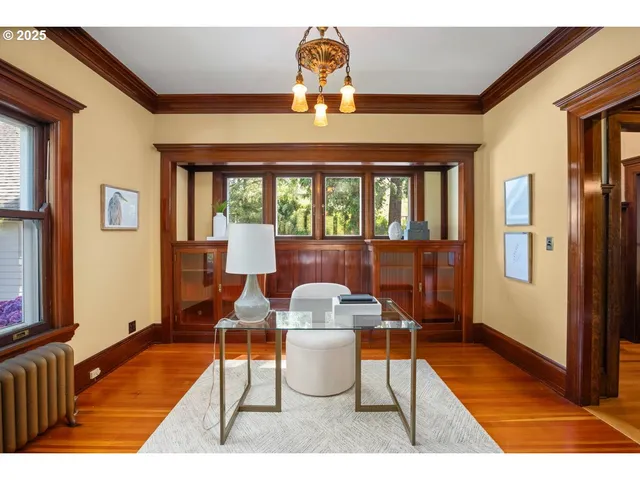 a view of a living room and bathroom