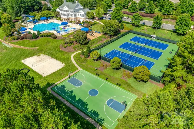 a view of a lake with a yard