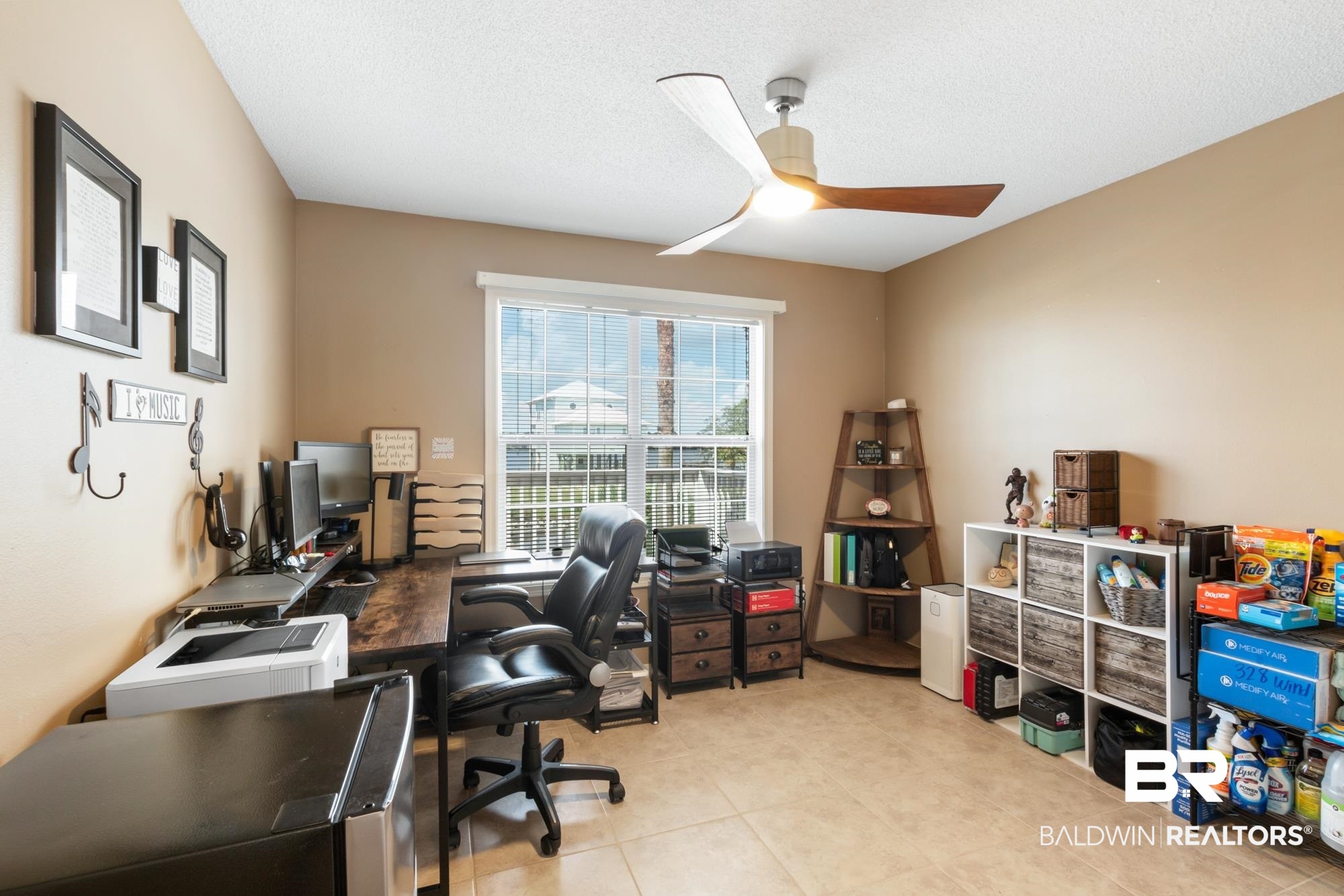 328 Windmill Ridge Road Gulf Shores, AL 36542 - Photo 14 of 47 Office space featuring ceiling fan and a textured ceiling