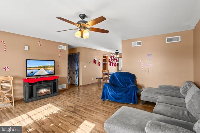 a living room with furniture