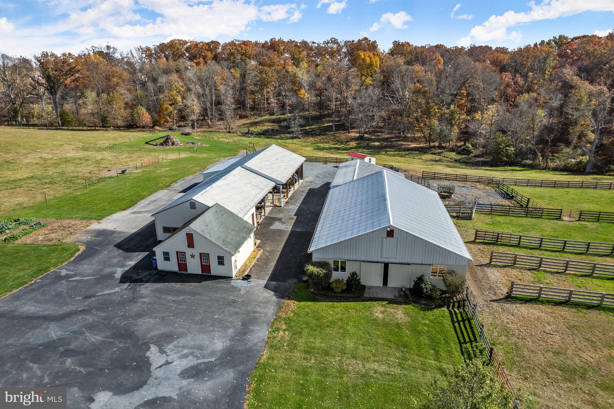 14120 Rover Mill Road West Friendship, MD 21794 - Photo 55 of 76 Aerial of Horse/Cattle Barn and Storage Shed with