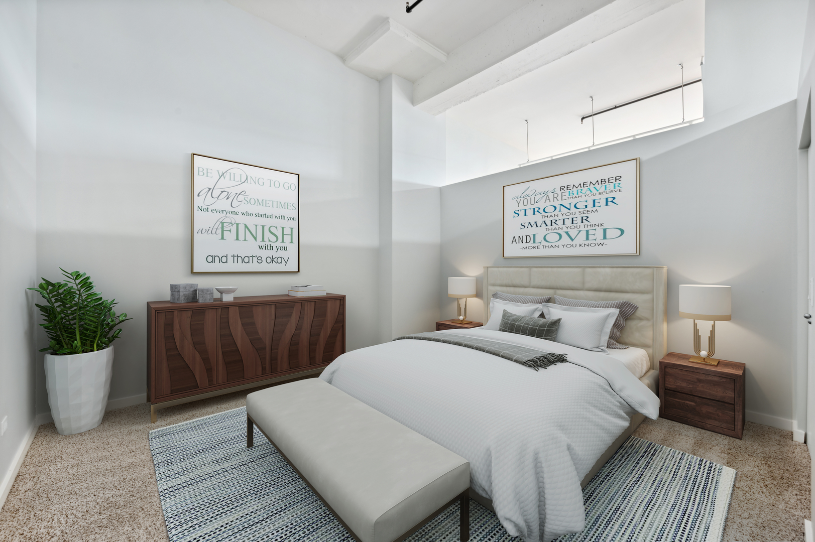 1224 West Van Buren Street, Unit 300 Chicago, IL 60607 - Photo 8 of 18 a bedroom with a bed and a couch