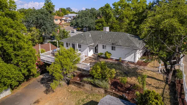 an aerial view of a house