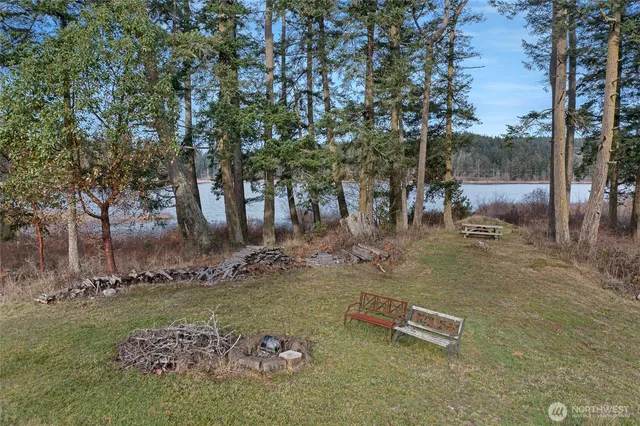 a view of a lake with a mountain