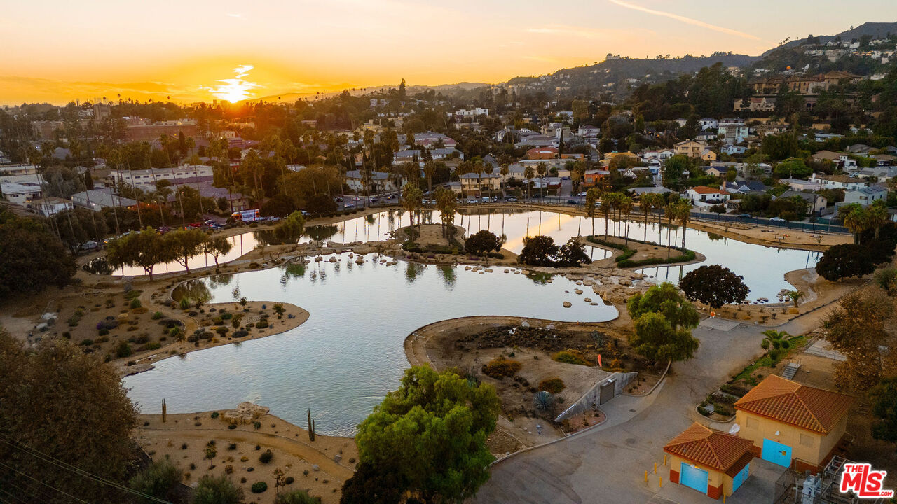 2996 Hyperion Avenue Los Angeles, CA 90027 - Photo 24 of 40 an aerial view of a house with a yard and lake view