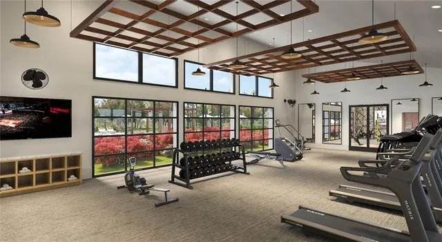 a view of a room with gym equipment