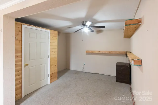 an empty room with closet