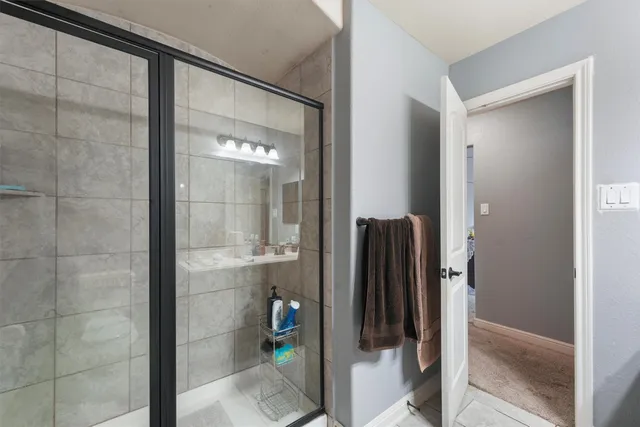 a bathroom with a shower