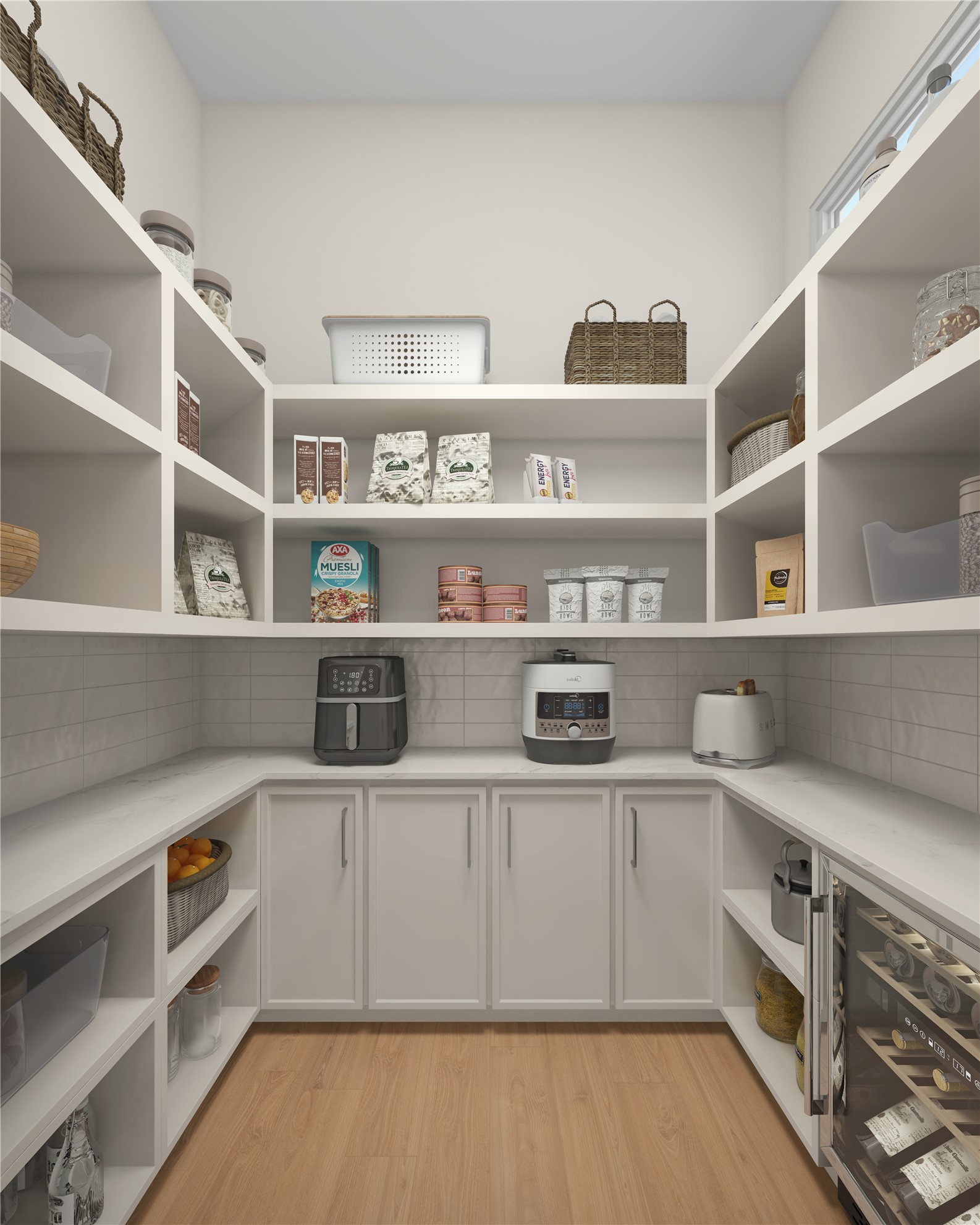 1002 East 25th Street Houston, TX 77009 - Photo 12 of 45 A spacious 6x8 pantry designed for efficiency and organization. With ample shelving and storage, it keeps essentials within reach while maintaining a clean, clutter-free kitchen. Perfect for everyday convenience.