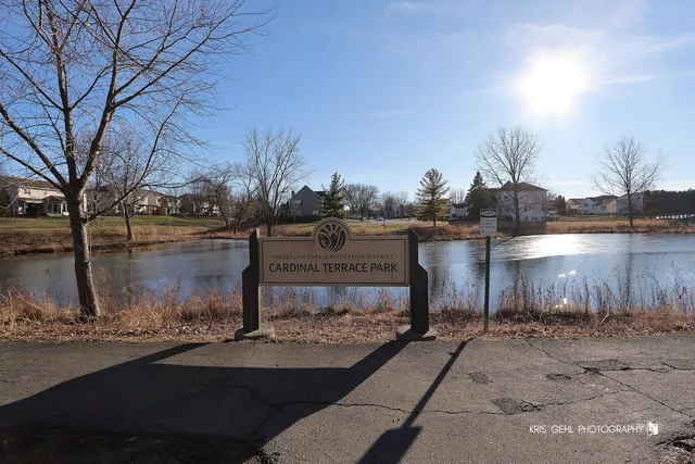 a view of a lake with a yard