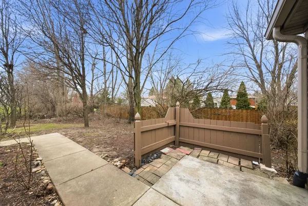 a backyard of a house with lots of trees