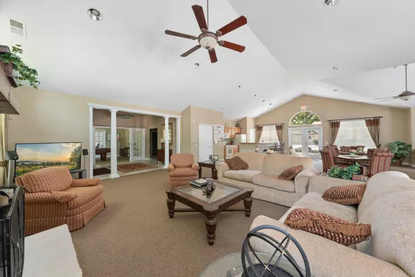 a living room with furniture