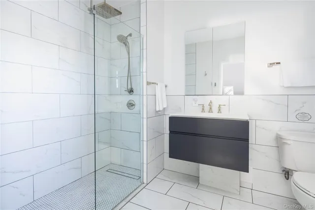 a view of a building with sitting area