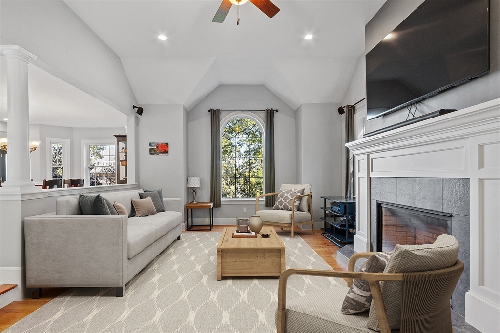 9 Winter Hill Road Lunenburg, MA 01462 - Photo 17 of 42 a living room with furniture fireplace and flat screen tv