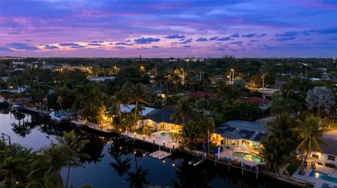 a view of a garden with palm trees