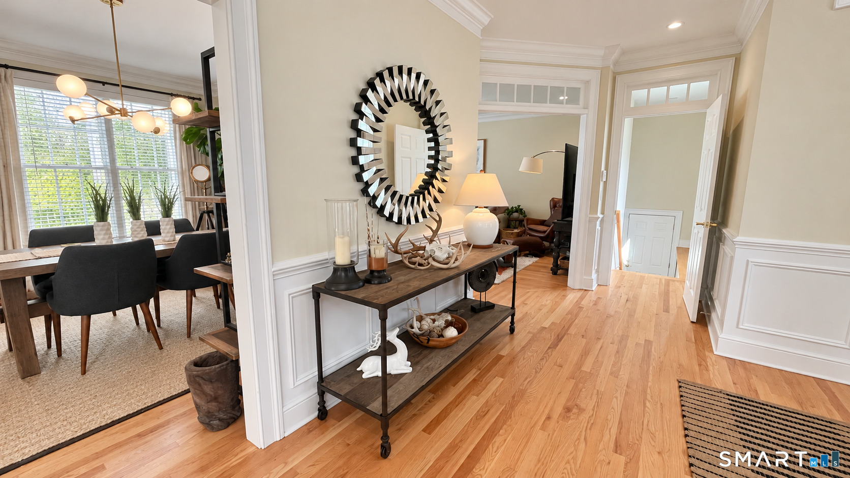Foyer looking into DR, LR and stairs to garage.