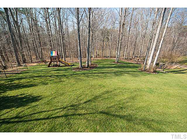 208 Okamato Street Raleigh, NC 27603 - Photo 23 of 25 Gorgeous backyard is lined with hardwood trees. No neighbors behind the home!