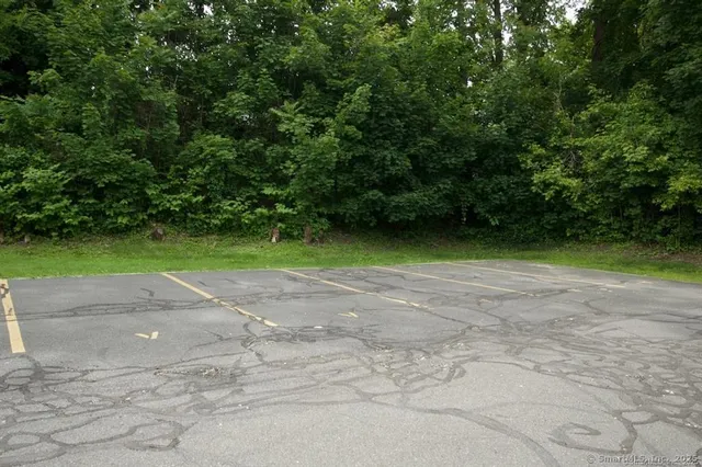 a view of a road with a yard