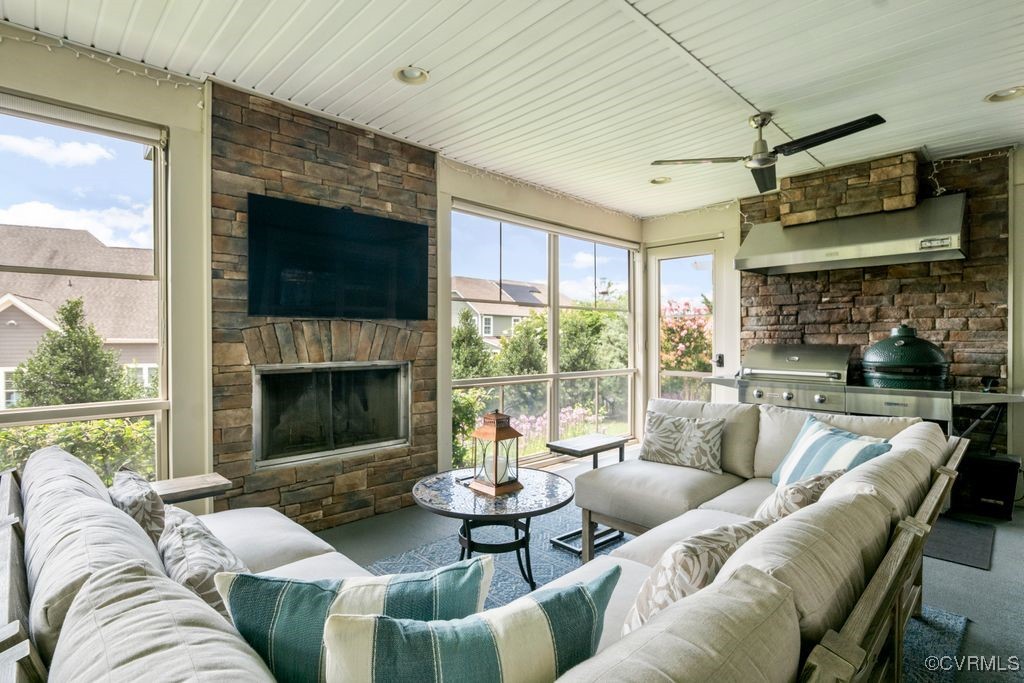 16413 Lambourne Road Midlothian, VA 23112 - Photo 21 of 33 a living room with furniture large window and a fireplace