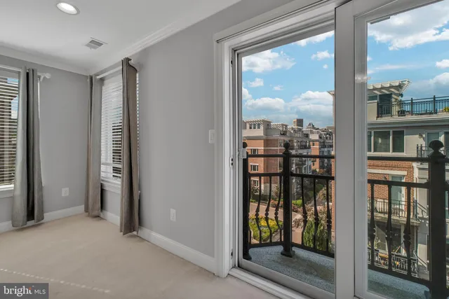 a view of a city from a living room