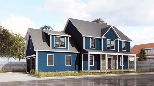 a front view of residential houses