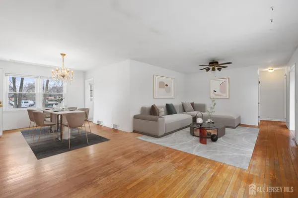 a living room with furniture